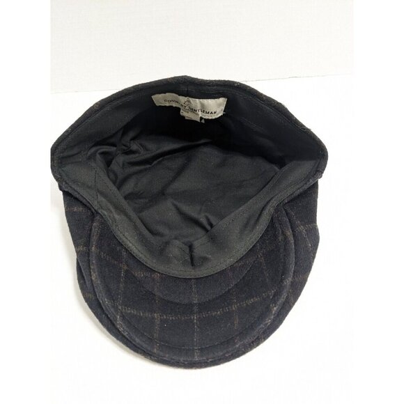 Country Gentleman Wool Blend Newsboy Cap Hat Medium Dark Gray Plaid Fitted - Picture 6 of 7